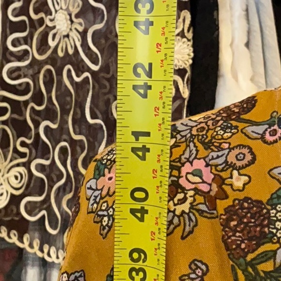 0094 Anandas Collection Yellow Floral Kimono w/ Fringe; VGUC Size L - Picture 8 of 8